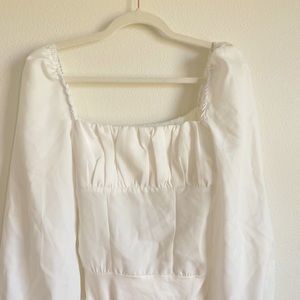 BRAND NEW white ruched square neck princess polly bodysuit🕊⭐️🌿🤍